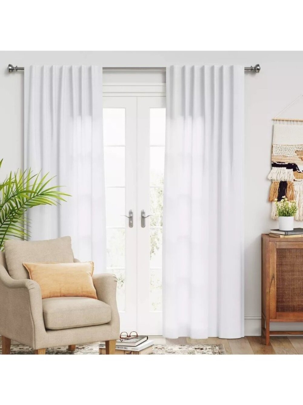 Threshold Aruba True White Single Blackout & Lined Curtain Panel 50" x 95" NWOT